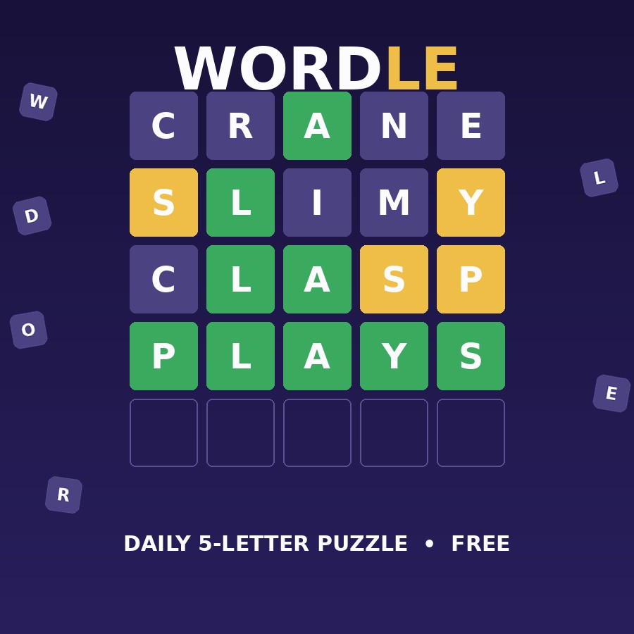 Wordle, a free unlimited Wordle game: guess the hidden five-letter word